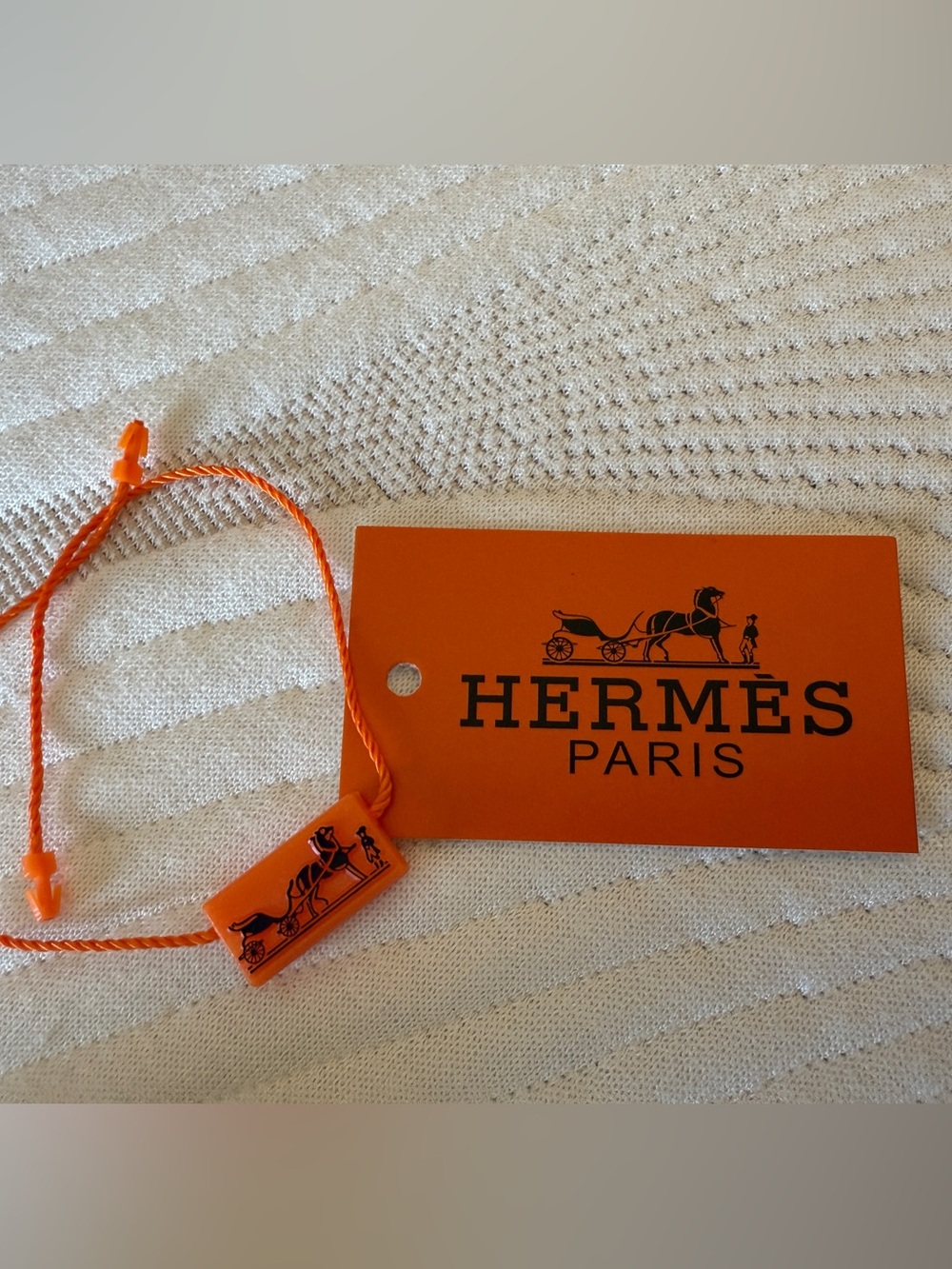 Hermès Paris Authenticity Card Orange Small Tie Accessory Logo Horses New